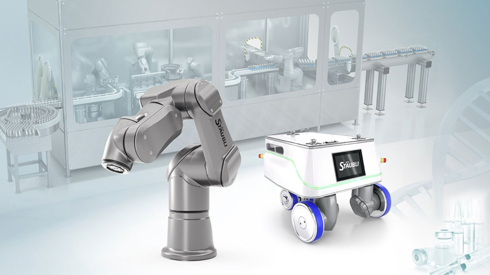Stäubli will unveil the next evolution of Sterimove, the company's cleanroom‑ready mobile pharma robot, at Interphex 2026 in New York. Stäubli will unveil the next evolution of Sterimove, the company's cleanroom‑ready mobile pharma robot, at Interphex 2026 in New York.
