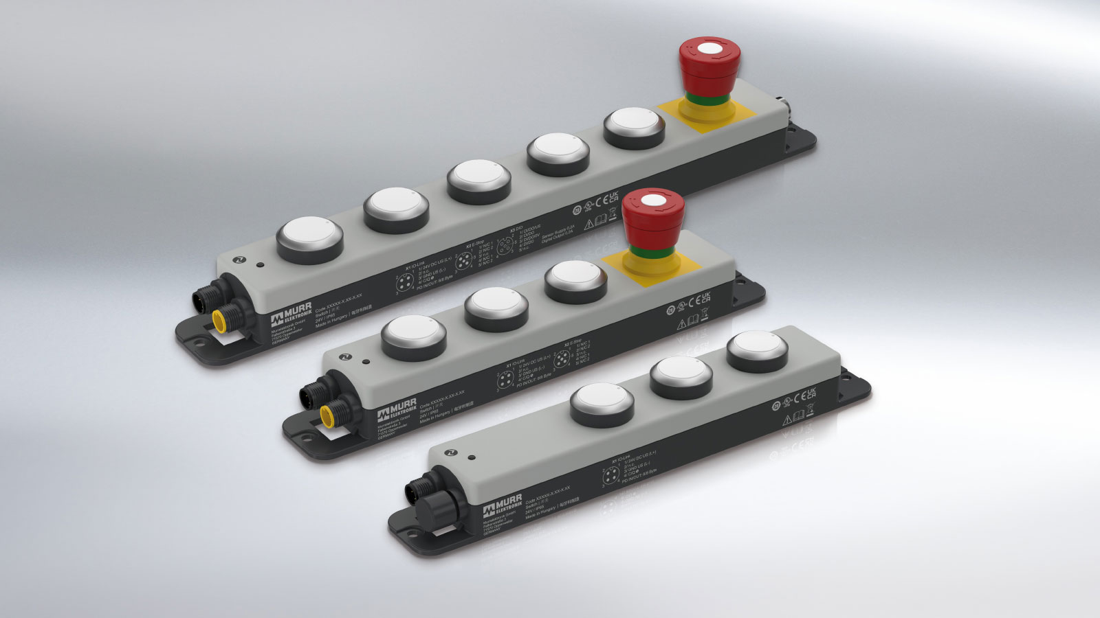 Plug-and-play components like the IO-Link push-button control pictured here allow for easy installation. Plug-and-play components like the IO-Link push-button control pictured here allow for easy installation.