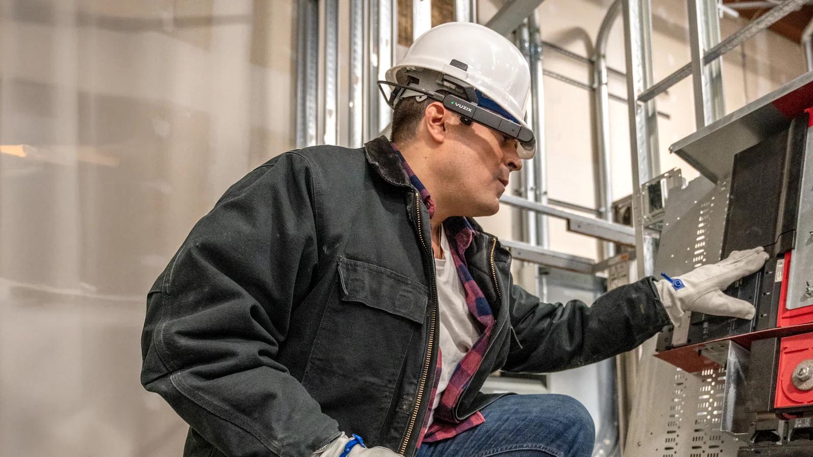 Virtual reality glasses like the Vuzix M400 shown here are suited for maintenance operations, increasing productivity while remaining unobtrusive.